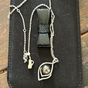 NWOT Chauri Tahitian black pearl pendant 925 sterling silver necklace fine jewel